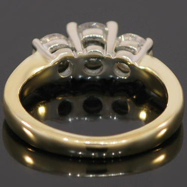 14K Yellow Solid Gold Three Stone Diamond Engagement Ring 1.10 Ctw